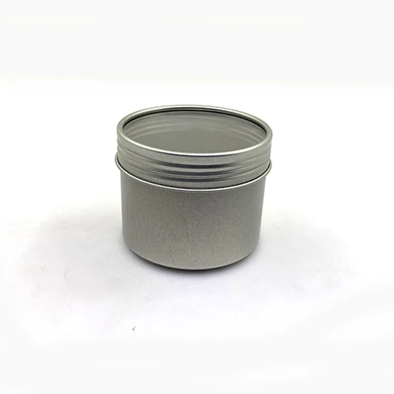Plain Silver Round Spice Tin Container with Screw Top