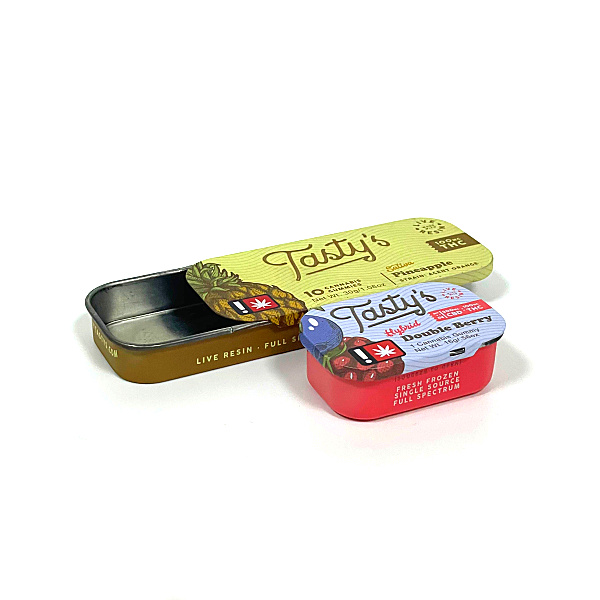 Wholesale Children Resistant Mint Gummy Metal Tin Box with Sliding Lid